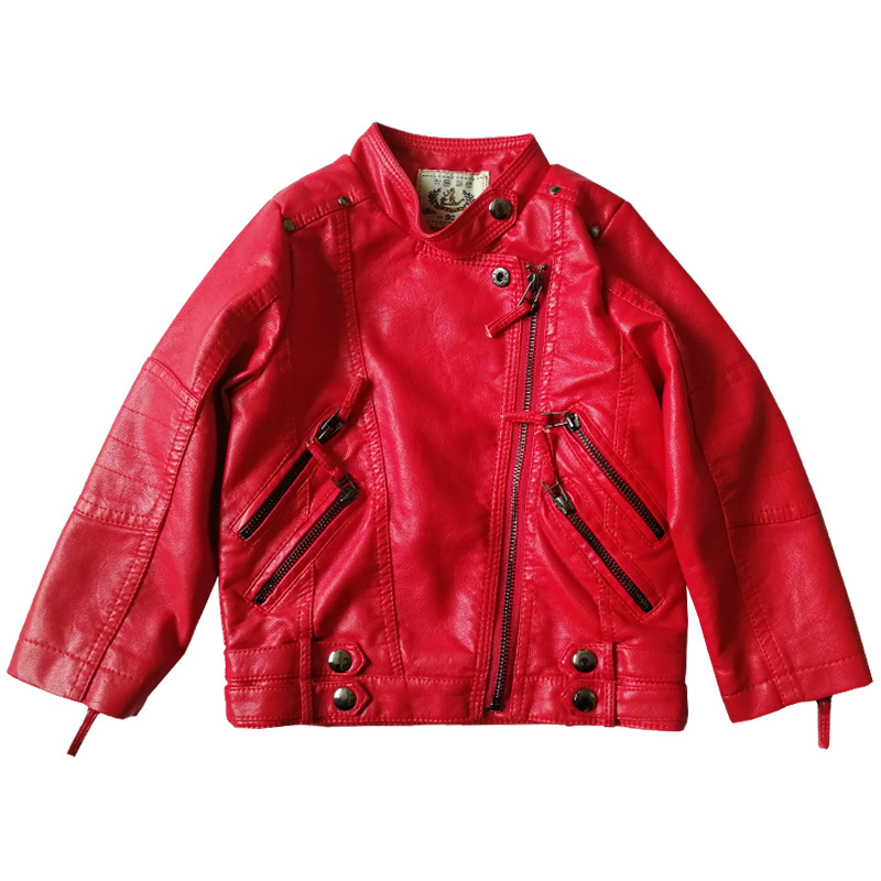 Streetwear Girl Brand - Girls Christmas Red Motorcycle Pu Leather