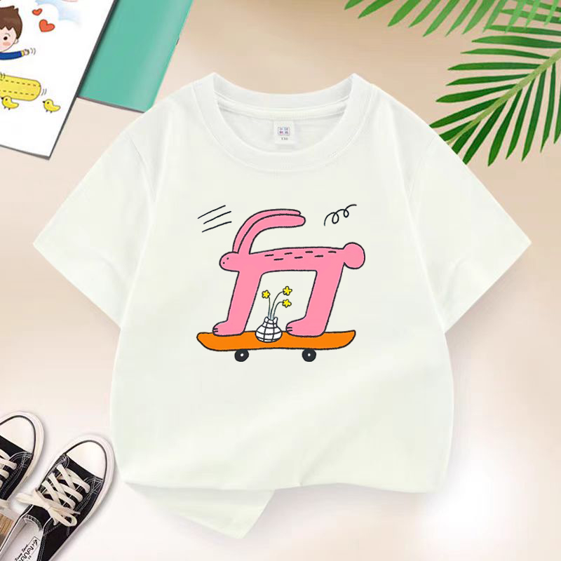 Streetwear Girl Brand - Kids Summer Brand Rabbit Skateboarding T-shirt