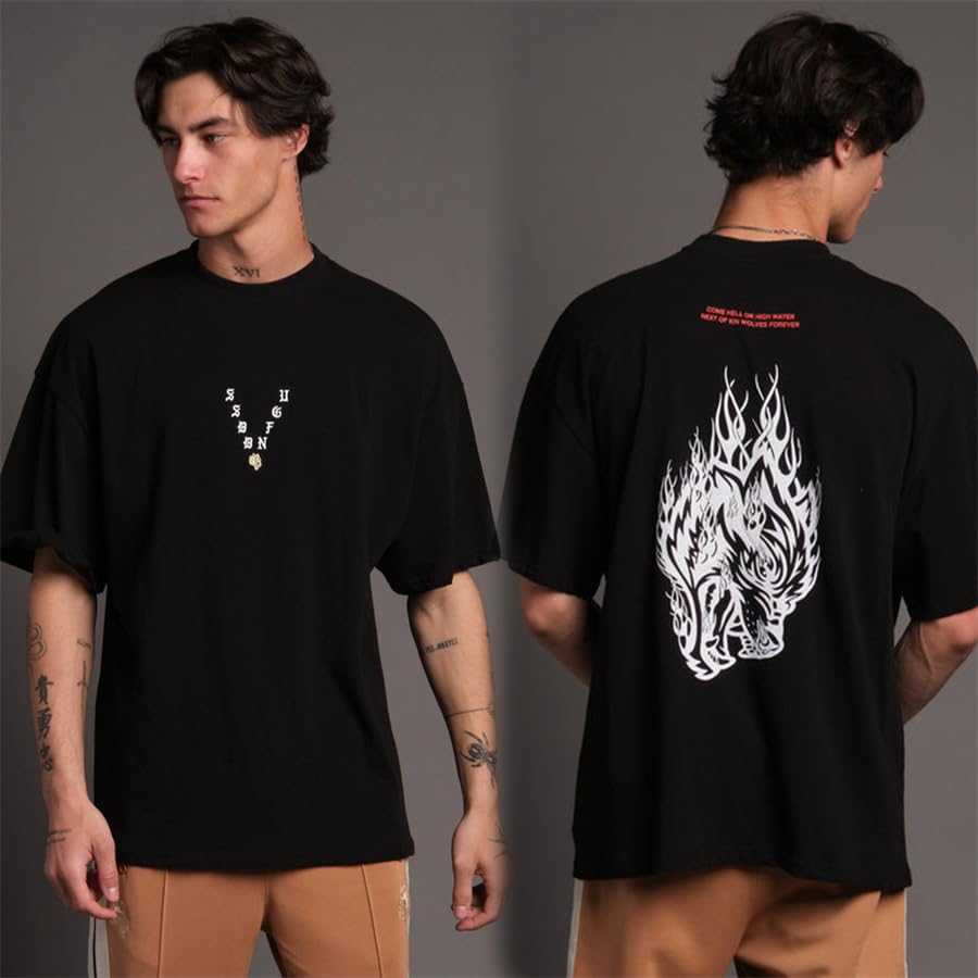 Classic Logo Flame Wolf Head G - огляд і ціна Streetwear Gym Brand